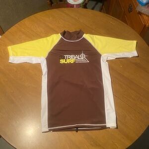 Brown and Yellow Surf Swim Shirt